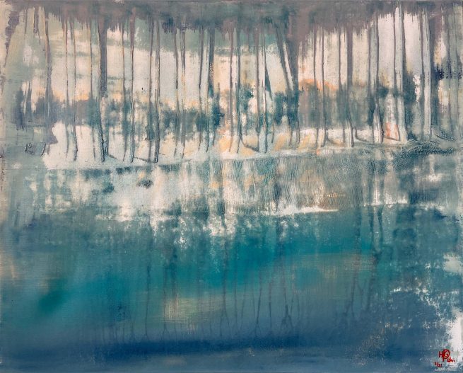 Kunst Acryl Wald See